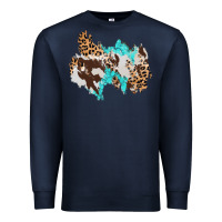 Navy cowhide leopard turquoise patch Premium Sweatshirt - AdoDesignShop