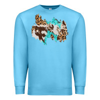 Ocean Blue cowhide leopard turquoise patch Premium Sweatshirt - AdoDesignShop