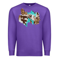 Purple cowhide leopard turquoise patch Premium Sweatshirt - AdoDesignShop