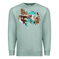 Seafoam cowhide leopard turquoise patch Premium Sweatshirt - AdoDesignShop