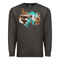 Smoke cowhide leopard turquoise patch Premium Sweatshirt - AdoDesignShop