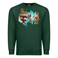Sports Green cowhide leopard turquoise patch Premium Sweatshirt - AdoDesignShop