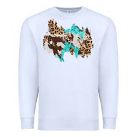 White cowhide leopard turquoise patch Premium Sweatshirt - AdoDesignShop