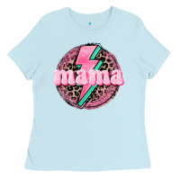 Baby Blue Mama leopard background Mother's Day Ladies Tee - CowGirlArtShop