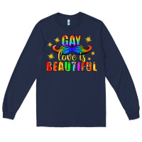 Navy Gay Love Is Beautiful Pride Lgbtq Long Sleeve Tee - BundleAndBundleShop