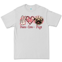 Dove Grey Peace Love Pugs Premium Tee - Jasminsmagicworld