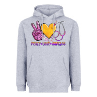Heather Grey peace love nursing Heavyweight Hoodie - AdoDesignShop