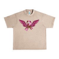 French Oak Breast Cancer ribbon with angel wings Urban Heavy Tee - FaDigitalArtStudio