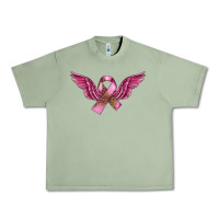 Oil Green Breast Cancer ribbon with angel wings Urban Heavy Tee - FaDigitalArtStudio