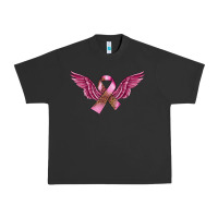 Pigment Black Breast Cancer ribbon with angel wings Urban Heavy Tee - FaDigitalArtStudio