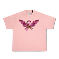 Salmon Breast Cancer ribbon with angel wings Urban Heavy Tee - FaDigitalArtStudio