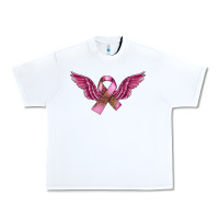 White Breast Cancer ribbon with angel wings Urban Heavy Tee - FaDigitalArtStudio