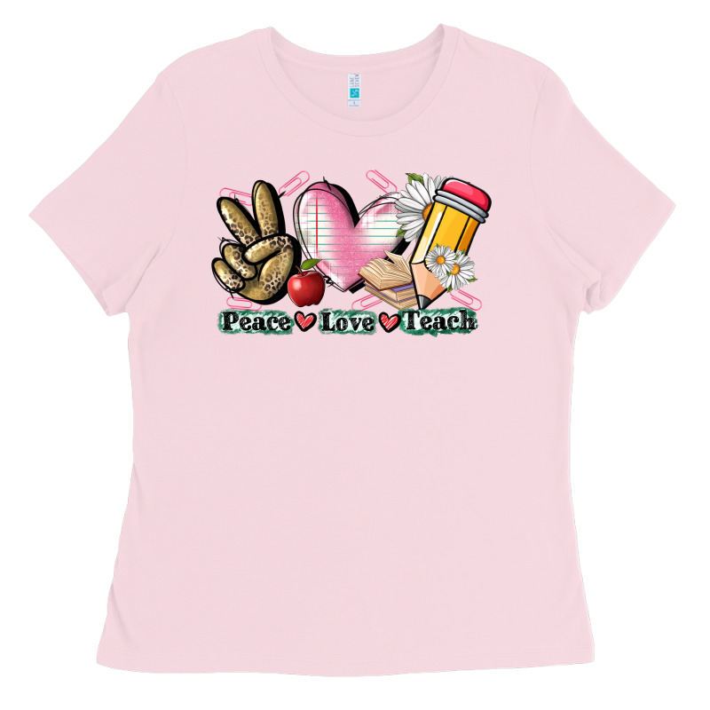 Peace Love Teach Ladies Tee by CowGirlArtShop | Teevron
