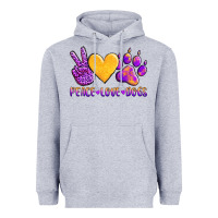 Heather Grey peace love dogs Heavyweight Hoodie - AdoDesignShop