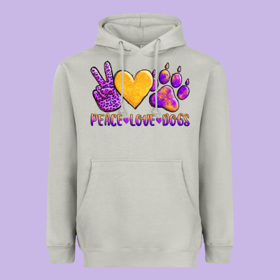 Peace Love Dogs Heavyweight Hoodie Designed By Adodesignshop