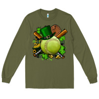 Army Green st.patrick's day softball Long Sleeve Tee - FaDigitalArtStudio