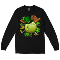Black st.patrick's day softball Long Sleeve Tee - FaDigitalArtStudio