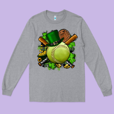 St.patrick's Day Softball Long Sleeve Tee Designed By Fadigitalartstudio