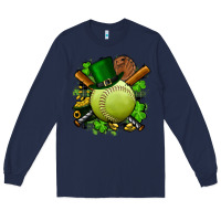 Navy st.patrick's day softball Long Sleeve Tee - FaDigitalArtStudio