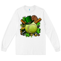 White st.patrick's day softball Long Sleeve Tee - FaDigitalArtStudio