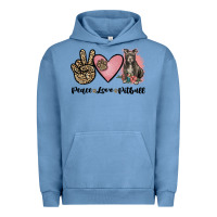 Pigment Pebble Blue peace love pitbull Urban Hoodie - JahusDesignShop