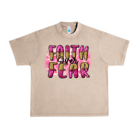 French Oak Faith over fear  Breast Cancer Awareness Urban Heavy Tee - FaDigitalArtStudio