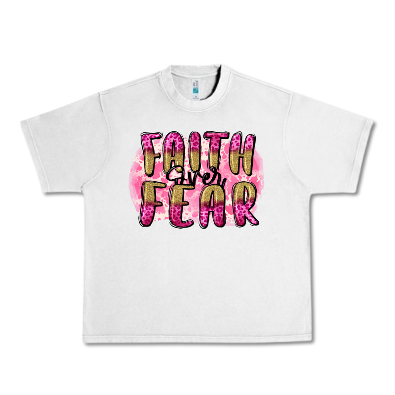 Faith Over Fear  Breast Cancer Awareness Urban Heavy Tee by FaDigitalArtStudio | Teevron