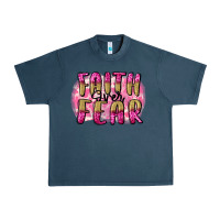 Midnight Navy Faith over fear  Breast Cancer Awareness Urban Heavy Tee - FaDigitalArtStudio