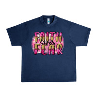 Navy Faith over fear  Breast Cancer Awareness Urban Heavy Tee - FaDigitalArtStudio