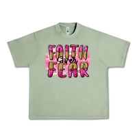 Oil Green Faith over fear  Breast Cancer Awareness Urban Heavy Tee - FaDigitalArtStudio