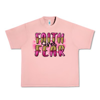 Salmon Faith over fear  Breast Cancer Awareness Urban Heavy Tee - FaDigitalArtStudio
