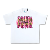 White Faith over fear  Breast Cancer Awareness Urban Heavy Tee - FaDigitalArtStudio
