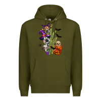 Army Green halloween cows Premium Hoodie - LillyAllenDesigns
