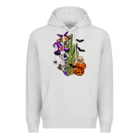 Dove Grey halloween cows Premium Hoodie - LillyAllenDesigns