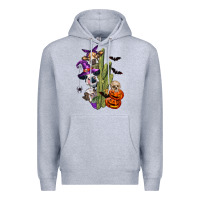 Heather Grey halloween cows Premium Hoodie - LillyAllenDesigns