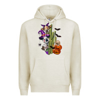 Oatmeal Heather halloween cows Premium Hoodie - LillyAllenDesigns