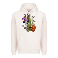 Pale Pink halloween cows Premium Hoodie - LillyAllenDesigns