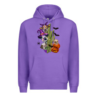 Purple halloween cows Premium Hoodie - LillyAllenDesigns