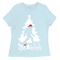 Baby Blue bigfoot christmas shirt Ladies Tee - DesigneFamous