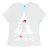 White bigfoot christmas shirt Ladies Tee - DesigneFamous