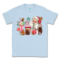 Dusty Blue pink santa christmas santa coffe cups Classic Tee - CowGirlArtShop