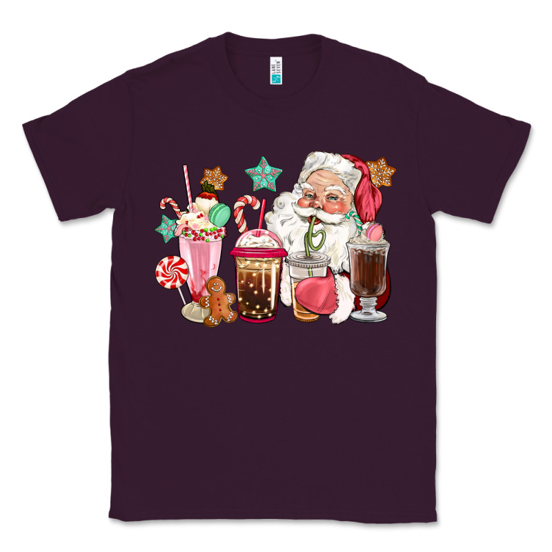 Pink Santa Christmas Santa Coffe Cups Classic Tee by CowGirlArtShop | Teevron