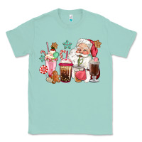 Seafoam pink santa christmas santa coffe cups Classic Tee - CowGirlArtShop