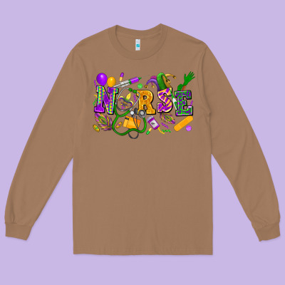 Nurse Mardi Gras Long Sleeve Tee Designed By Fadigitalartstudio
