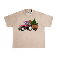 French Oak Pink Christmas Farm Tractor Urban Heavy Tee - RanaPortraitStore