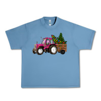Pebble Blue Pink Christmas Farm Tractor Urban Heavy Tee - RanaPortraitStore