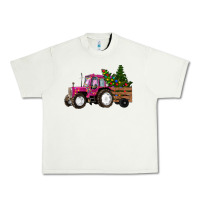 Pistachio Pink Christmas Farm Tractor Urban Heavy Tee - RanaPortraitStore