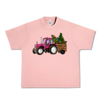 Salmon Pink Christmas Farm Tractor Urban Heavy Tee - RanaPortraitStore