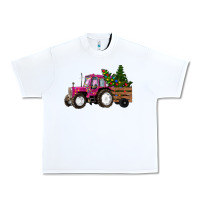 White Pink Christmas Farm Tractor Urban Heavy Tee - RanaPortraitStore