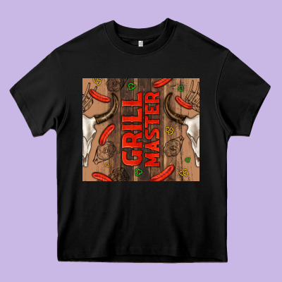 Grill Master With Bull Skull Heavy Core Tee Designed By Tumblerdesignbyshophia